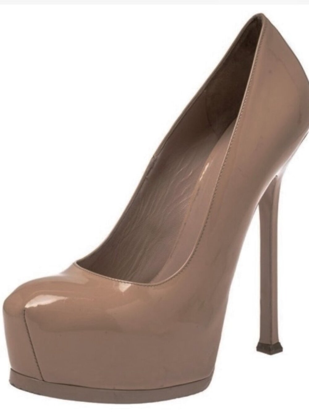 $995 YSL Saint Laurent Tribtoo 105 Nude Beige Patent Pumps Heels Shoes 39 8.5 - Picture 2 of 8